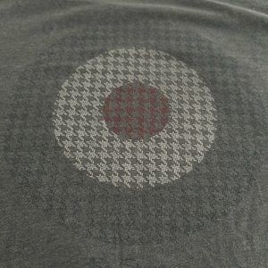 Gray Graphic T-Shirt with Red and White Design